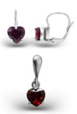 A-B A-B Sada strieborných šperkov v tvare srdca s granátmi, pyropom 925/1000 Sterling silver 20000046