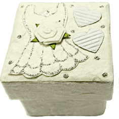 Moveo Krabička z ručného papiera biela svadobné šaty