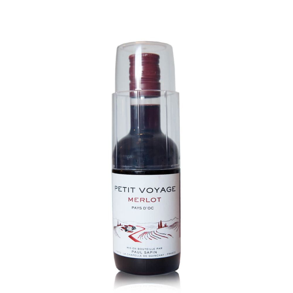 WEBHIDDENBRAND Víno Mini Petit Voyage Merlot s pohárom, 0,187 l 0,187 l