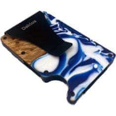 Daklos DAKLOS Woodlos bezpečnostná drevená mini peňaženka RFID s klipom - modrá - 101366