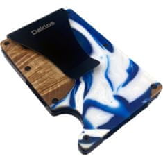 Daklos DAKLOS Woodlos bezpečnostná drevená mini peňaženka RFID s klipom - modrá - 101364