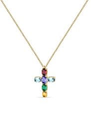 Morellato Moderný pozlátený náhrdelník s krížikom Colori SAVY02