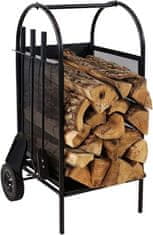 TURBO Fan Krbové náradie s vozíkom na drevo s krbovým náradím 81 x 42 x 37 cm