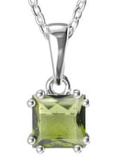 A-B A-B Sada strieborných šperkov s štvorcovým moldavitom, Vltavin 925/1000 Sterling silver 20000048