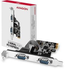 AXAGON PCEA-S2N, PCIe radič - 2x sériový port (RS232) 250 kbps, vr. LP