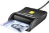 AXAGON CRE-SM3N, USB-A FlatReader čítačka kontaktních kariet Smart card (eObčanka), kábel 1.3m