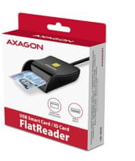 AXAGON CRE-SM3N, USB-A FlatReader čítačka kontaktních kariet Smart card (eObčanka), kábel 1.3m