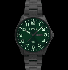 LAVVU Pánske hodinky z nehrdzavejúcej ocele BERGEN Green so svietiacimi číslami