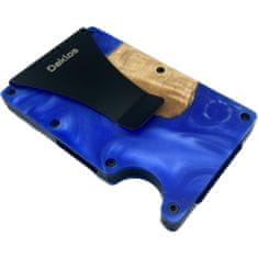 Daklos DAKLOS Woodlos bezpečnostná drevená mini peňaženka RFID s klipom - tmavomodrá - 101375