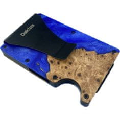 Daklos DAKLOS Woodlos bezpečnostná drevená mini peňaženka RFID s klipom - modrá - 101384