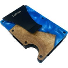 Daklos DAKLOS Woodlos bezpečnostná drevená mini peňaženka RFID s klipom - modrá - 101380
