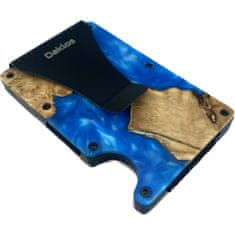Daklos DAKLOS Woodlos bezpečnostná drevená mini peňaženka RFID s klipom - modrá - 101372