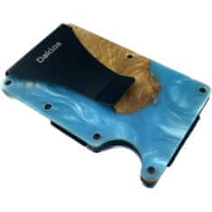 Daklos DAKLOS Woodlos bezpečnostná drevená mini peňaženka RFID s klipom - modrá - 101382
