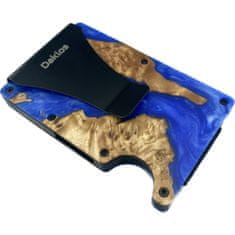 Daklos DAKLOS Woodlos bezpečnostná drevená mini peňaženka RFID s klipom - modrá - 101383