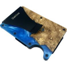 Daklos DAKLOS Woodlos bezpečnostná drevená mini peňaženka RFID s klipom - modrá - 101381