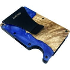 Daklos DAKLOS Woodlos bezpečnostná drevená mini peňaženka RFID s klipom - tmavomodrá - 101378