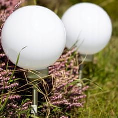 Volteno Solárne záhradné svietidlo LED mliečna Guľa 15cm do zem 6500K Studená biela 
