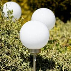 Volteno Solárne záhradné svietidlo LED mliečna Guľa 20cm do zem 6500K Studená biela 