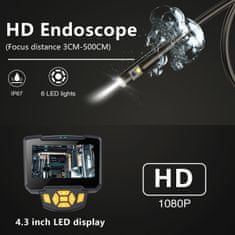 Inskam 112B endoskop so 4,3" displejom, 5,5 mm sondou, duálnou kamerou, 10 m pevným káblom
