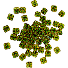 Stafil Stafil Korálky sklenené 11 x 11 mm 50 ks zelené s kvetinkou