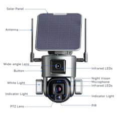 Secutek Batériová duálna PTZ 4G IP kamera SHT-SPB5-4G so solárnym panelom