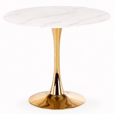 Halmar Okrúhly jedálenský stôl Casemiro - biely mramor / zlatá