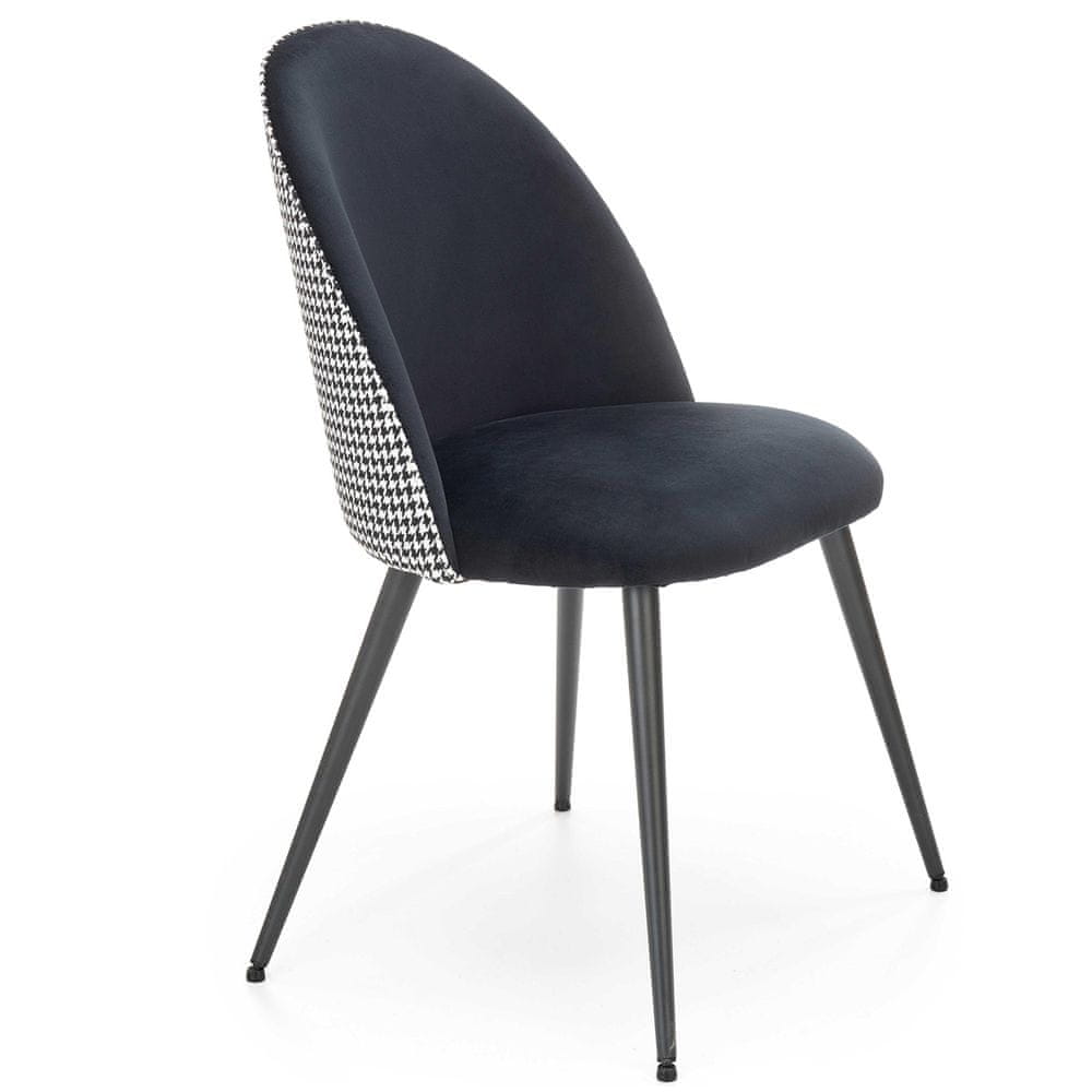 Halmar Jedálenská stolička K478 - čiernobiely vzor / čierna