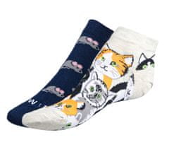 Ponožky nízke Mačka a myš - 35-38 - šedá, modrá
