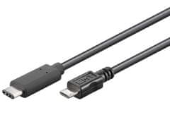 PremiumCord USB-C/male - USB 2.0 Micro-B/Male, čierny, 0,6m