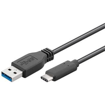 PremiumCord USB-C/male - USB 3.0 A/Male, čierny, 0,5m