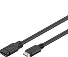 PremiumCord Predlžovací kábel USB 3.1 konektor C/male - C/female, čierny, 2m