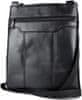 Crossbody kožená taška na zips s dekoračným prešívaním v čiernej farbe