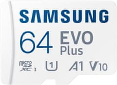 SAMSUNG EVO Plus MicroSDXC 64GB + SD Adaptér / CL10 USH-I U1 / A1 / V10