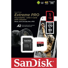 SanDisk Extreme Pro microSDXC 1 TB 170 MB/s A2 C10 V30 UHS-I U3, adaptér, NÁHRADA 214508