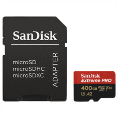 SanDisk Extreme Pre microSDXC 400 GB 170 MB/s A2 C10 V30 UHS-I U3, adapte, NÁHRADA 214506