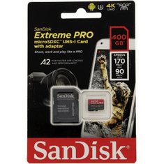 SanDisk Extreme Pre microSDXC 400 GB 170 MB/s A2 C10 V30 UHS-I U3, adapte, NÁHRADA 214506