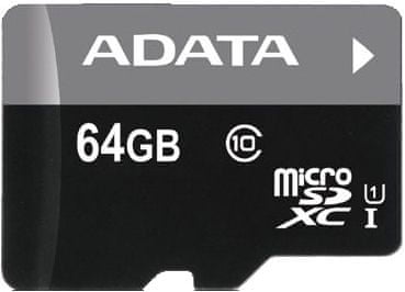 A-Data Adata/micro SD/64 GB/50 MBps/UHS-I U1 / Class 10/+ Adaptér