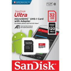 SanDisk Ultra microSDHC 32GB 120MB/s A1 Class 10 UHS-I, s adaptérom