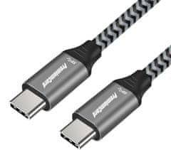 PremiumCord Kábel USB 3.2 Gen 1 USB-C male - USB-C male, bavlnený oplet, 1m