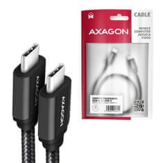 AXAGON BUCM3-CM15AB, SPEED kábel USB-C <-> USB-C, 1.5m, USB 3.2 Gen 1, PD 60W 3A, ALU, oplet, čierny