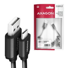 AXAGON BUCM-AM20TB, TWISTER kábel USB-C <-> USB-A, 1.1m, USB 2.0, 3A, ALU, tpe, čierny
