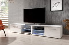 VIVALDI TV stolík MOON DOUBLE 200 cm s LED osvetlením biely