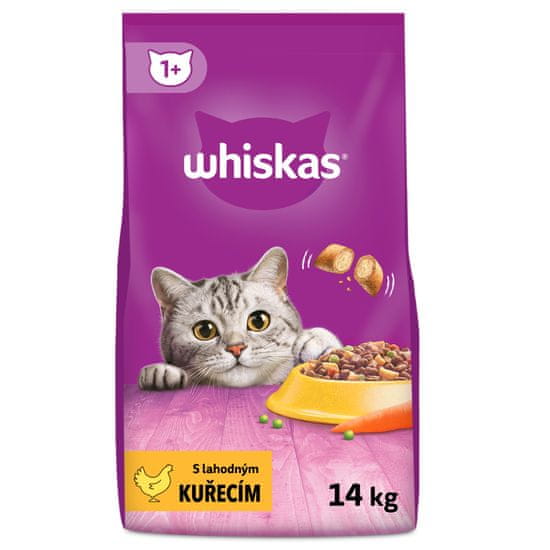 Whiskas granule s kuracím pre dospelé mačky 14kg