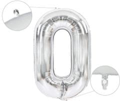Atomia Fóliový balón narodeninové číslo 0, strieborný 46cm