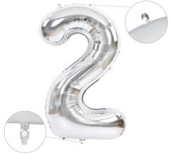 Atomia Fóliový balón narodeninové číslo 2, strieborný 82cm
