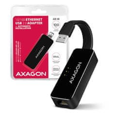 AXAGON ADE-XR, USB 2.0 - Fast Ethernet sieťová karta, auto inštal, čierna