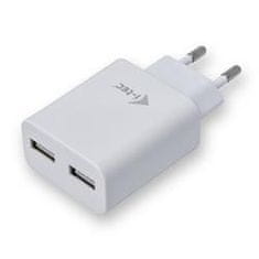 I-TEC sieťová nabíjačka 2x USB-A 2.4A, biela