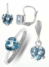 A-B A-B Sada strieborných šperkov v tvare srdca s topazom Sky blue 925/1000 Sterling silver 20000038