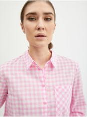 Orsay Světle růžová dámská kostkovaná košile 34