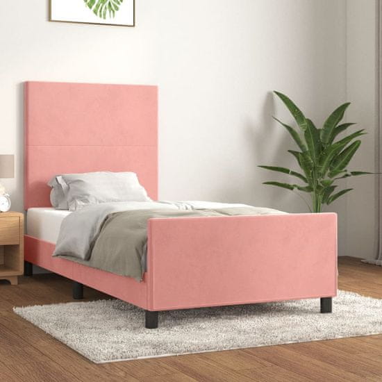 Petromila vidaXL Rám postele s čelom ružový 100x200 cm zamat
